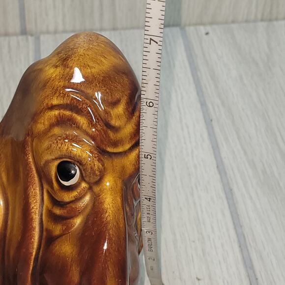 Vintage Ceramic Bassett Hound Brown Planter USA McFarlin Hickok Glazed Dog - Picture 10 of 11